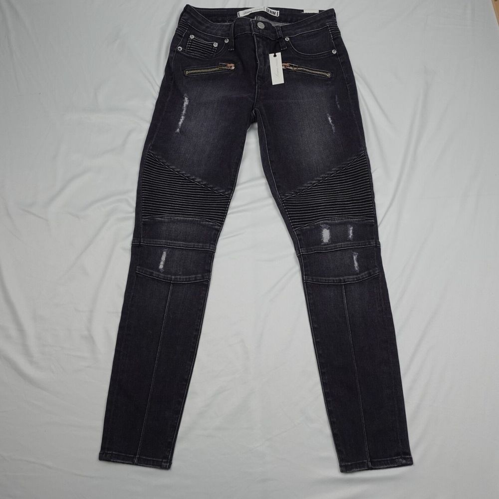 Lovers + Friends Jean Women's Size 27 Black Distress Zip Pockets Skinny Leg- NWT